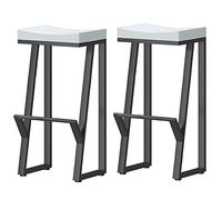 ZBZFGE Bar Stools, Industrial Counter Height Barstools with Wood Seat and Metal Leg, Dining Chairs for Kitchen Island Pub Living Room (26/30 in) (White-2ps,65cm)