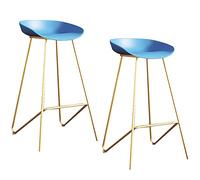 ZBZFGE Bar Stools Set of 2 Counter Height Barstools with PP Seat, Metal Legs and Footrest, Tall Stools for Breakfast, 3-5 Mins to Assemble, Loads 300lbs (Blue,75cm/29.6in)