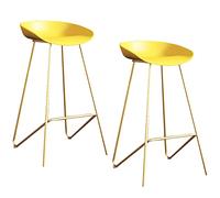 ZBZFGE Bar Stools Set of 2 Counter Height Barstools with PP Seat, Metal Legs and Footrest, Tall Stools for Breakfast, 3-5 Mins to Assemble, Loads 300lbs (Yellow,65cm/25.6in)