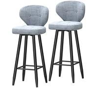 ZBZFGE Bar Stools, Velvet Counter Height Stool, Dining Room Chairs with Soft Backrest and Metal Legs, Easy to Assemble, Kitchen Counter/Dining Room/Home Bar Chairs (Gray-2ps,75cm/30in)