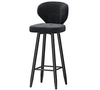 ZBZFGE Bar Stools, Velvet Counter Height Stool, Dining Room Chairs with Soft Backrest and Metal Legs, Easy to Assemble, Kitchen Counter/Dining Room/Home Bar Chairs (Black-1ps,75cm/30in)