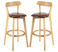 ZBZFGE Bar Stools with Back and Footrest, Upholstered Counter Kitchen Dining Room Barstools, Wood Frame Tall Bar Stools, 300lbs, Easy Assembly (Brown-2ps,61cm/24in)