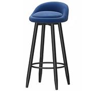 ZBZFGE Bar Velvet Barstool with Back and Metal Leg, Counter Height Chairs, Pub Coffee Home Dinning Kitchen Island Tall Stools (Dark Blue-1ps,65cm)