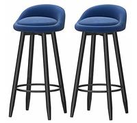 ZBZFGE Bar Velvet Barstool with Back and Metal Leg, Counter Height Chairs, Pub Coffee Home Dinning Kitchen Island Tall Stools (Dark Blue-2ps,65cm)