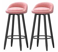 ZBZFGE Bar Velvet Barstool with Back and Metal Leg, Counter Height Chairs, Pub Coffee Home Dinning Kitchen Island Tall Stools (Pink-2ps,65cm)