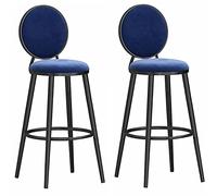ZBZFGE Bar Velvet Barstool with Back and Metal Leg, Counter Height Chairs, Pub Coffee Home Dinning Kitchen Island Tall Stools (Dark Blue-2ps,75cm)