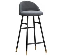 ZBZFGE Bar Velvet Counter Height Stools Black Metal Legs and Footrest Upholstered Barstool for Kitchen Counter/Dining Room/Breakfast (Gray-1ps,65cm)