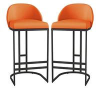 ZBZFGE Barstool, 26/30Inch Bar Stools with Metal Frame, PU Faux Leather Counter Height Island Breakfast Bar Stool, Upholstered, Easy Assembly (Orange-2ps,65cm/25.6in)