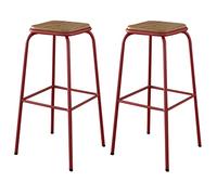 ZBZFGE Barstool, Tall Height Wood Seat Breakfast Stools with Footrest, Dining Room Kitchen Counter Bar Stool (Red 2ps,75cm/30in)