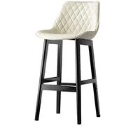 ZBZFGE Barstools, Bar Chairs with Back, Wood Legs and Footrest, PU Leather Kitchen Island Dining Chair Upholstered Counter Height Stool, 300lbs (White-1ps,61cm/24in)