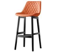 ZBZFGE Barstools, Bar Chairs with Back, Wood Legs and Footrest, PU Leather Kitchen Island Dining Chair Upholstered Counter Height Stool, 300lbs (Orange-1ps,61cm/24in)