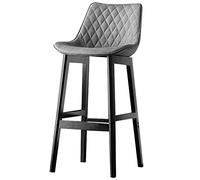 ZBZFGE Barstools, Bar Chairs with Back, Wood Legs and Footrest, PU Leather Kitchen Island Dining Chair Upholstered Counter Height Stool, 300lbs (Gray-1ps,61cm/24in)