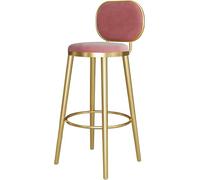 ZBZFGE Barstools Bar Chairs with Gold Metal Legs and Footrest Velvet Counter Height Stool for Kitchen Island, Bar, Pub, 26/30in (Pink-1ps,75cm)