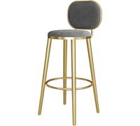 ZBZFGE Barstools Bar Chairs with Gold Metal Legs and Footrest Velvet Counter Height Stool for Kitchen Island, Bar, Pub, 26/30in (Grey-1ps,75cm)