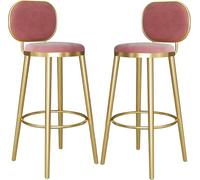 ZBZFGE Barstools Bar Chairs with Gold Metal Legs and Footrest Velvet Counter Height Stool for Kitchen Island, Bar, Pub, 26/30in (Pink-2ps,65cm)