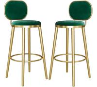 ZBZFGE Barstools Bar Chairs with Gold Metal Legs and Footrest Velvet Counter Height Stool for Kitchen Island, Bar, Pub, 26/30in (Green-2ps,65cm)