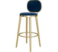ZBZFGE Barstools Bar Chairs with Gold Metal Legs and Footrest Velvet Counter Height Stool for Kitchen Island, Bar, Pub, 26/30in (Blue-1ps,75cm)