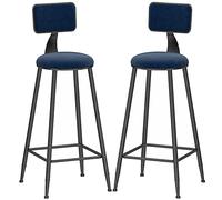ZBZFGE Barstools Breakfast Bar Stools Counter Height Bar Chairs with Velvet Padded, 26/30in, 330lbs Capacity, Morden Kitchen Island Dining Room Tall Stool (Dark Blue-2ps,65cm/26in)