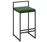 ZBZFGE Barstools Counter Height Stool, Velvet Bar Chairs with Metal Back and Footrest, Kitchen Island Counter Bar High Chair (Green-1ps,65cm)