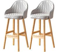ZBZFGE Barstools, Kitchen Island Counter Bar Stools, Wood Frame, 330lbs Capacity, Upholstered Tall Bar Stool (Light Grey-2ps,74cm)