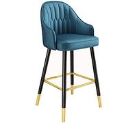 ZBZFGE Barstools Swivel Chair Petal Shape Back Kitchen Island Counter Height Stools with Footrest and Black Metal Legs for Pub Home Bar Dining Room (Blue-1ps,75cm)