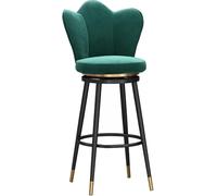 ZBZFGE Barstools Swivel Chair Petal Shape Back Kitchen Island Counter Height Stools with Footrest and Black Metal Legs for Pub Home Bar Dining Room (Green-1ps,65cm)