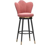 ZBZFGE Barstools Swivel Chair Petal Shape Back Kitchen Island Counter Height Stools with Footrest and Black Metal Legs for Pub Home Bar Dining Room (Pink-1ps,65cm)