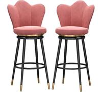 ZBZFGE Barstools Swivel Chair Petal Shape Back Kitchen Island Counter Height Stools with Footrest and Black Metal Legs for Pub Home Bar Dining Room (Pink-2ps,65cm)