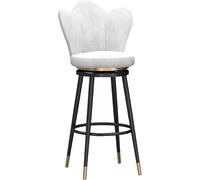 ZBZFGE Barstools Swivel Chair Petal Shape Back Kitchen Island Counter Height Stools with Footrest and Black Metal Legs for Pub Home Bar Dining Room (White-1ps,65cm)