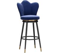 ZBZFGE Barstools Swivel Chair Petal Shape Back Kitchen Island Counter Height Stools with Footrest and Black Metal Legs for Pub Home Bar Dining Room (Blue-1ps,65cm)