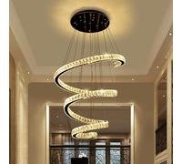ZBZFGE Big Crystal Chandelier for High Ceiling Spiral Round Large Led Light Adjustable Long Foyer Staircase Entryway Living Room Dining Kitchen Island Bedroom/3000K