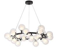 ZBZFGE Black 26-Lights Chandelier Vintage Round Metal Chrome Finish During Light Spherical Glass Hanging Light for*Kitchen Farmhouse Home Hallway-Black 16 Long in The （Chrome-25）