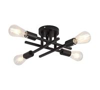 ZBZFGE Black Sputnik Light Fixture Vintage Industrial Semi Flush Mount Ceiling Lamp, 4 Way Chandelier with Base for Farmhouse Dining Living Room Bedroom Kitchen