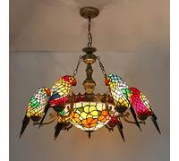 ZBZFGE Blue Butterfly -Style Chandeliers, Stained Glass CeilPendant Light Fixtures Bedroom Kitchen, MAX40W,12 Lights B (6 Lights B)