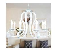ZBZFGE Candle Chandelier Light Fixture Black Wrought Iron Home Lighting Ceiling Chandelier,Hanging Light(White)
