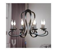 ZBZFGE Candle Chandelier Light Fixture Black Wrought Iron Home Lighting Ceiling Chandelier,Hanging Light(Black)