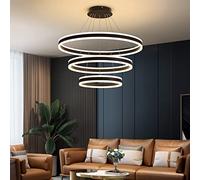 ZBZFGE Ceiling Acrylic Anti-Flicker Black Pendant Light Fixtures with Remote Control Dimmable Color Mode & Brightness Island Lights for Kitchen Dining Room,A-D