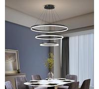 ZBZFGE Ceiling Chandelier Acrylic Anti-Flicker Black Pendant Light Fixtures with Remote Control Dimmable Color Mode & Brightness Island Lights for Kitchen Dining Room Made