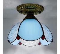 ZBZFGE Ceiling Light Fixture, Stained Glass Semi Flush Mount Lamp,Victorian Style Metal Base for Bedroom Kitchen Dining Living Room Hallway,9,12
