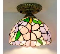 ZBZFGE Ceiling Light Fixture, Stained Glass Semi Flush Mount Lamp,Victorian Style Metal Base for Bedroom Kitchen Dining Living Room Hallway,9,20