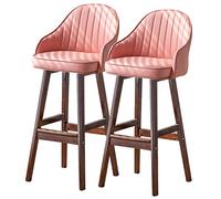 ZBZFGE Chairs Counter Height Bar Stools with Back and Footrest, Wood Frame Kitchen Island Bistro Pub Restaurant Upholstered Tall Stool, Set of 2 (Pink,74cm/29in)