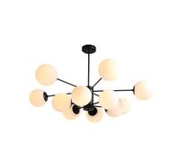ZBZFGE Chandelier 12-Light Magic Bean Pendant Light Metal Ceiling Light Fixtures with White Glass Shade for Bedroom Living Room Dining Room, Black（Black-12）