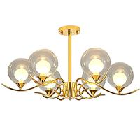 ZBZFGE Chandelier Glass Chandelier Luxury Pendant Lights G9 Golden Hanging Lights Glass Lampshade Living Room Restaurant Bedroom Ceiling Lamp [Energy Level A++] ，Hanging Lamp