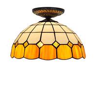 ZBZFGE Chandelier Style Stained Glass Chandeliers 12" Stained galss CeilLights Style Orange Glass Shade for LivRoom CeilLamp