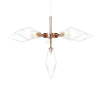 ZBZFGE Chandeliers, 6 Lights Sputnik Hanging Chandelier Bedroom, Conical Glass Shade Ceiling Light for Living Room, G4 LED Included, Rose Gold Chandeliers(Clear)