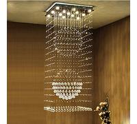 ZBZFGE Chandeliers, Clear K9 One-Level Crystal Chandelier Stairs Livingroom Hanging Lamp Compound Floor Light Fixtures GU10 LED (Size : L90 W90 X H220CM)