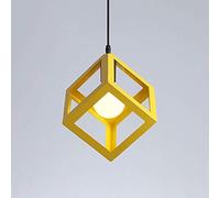 ZBZFGE Chandeliers, Nordic Square Metal Pendant Lights Fitting Creative Geometric Wrought Iron Ceiling Hanging Lamp Shade Cube E- Suspension Lighting Restaurant Droplight Chandeliers(Color:Yellow