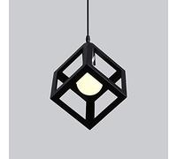 ZBZFGE Chandeliers, Nordic Square Metal Pendant Lights Fitting Creative Geometric Wrought Iron Ceiling Hanging Lamp Shade Cube E- Suspension Lighting Restaurant Droplight Chandeliers(Color:Black)