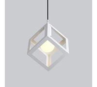 ZBZFGE Chandeliers, Nordic Square Metal Pendant Lights Fitting Creative Geometric Wrought Iron Ceiling Hanging Lamp Shade Cube E- Suspension Lighting Restaurant Droplight Chandeliers(Color:White)