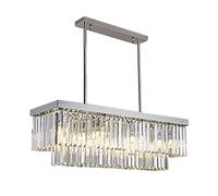 ZBZFGE Chandeliers Rectangle Chrome Gold Chandelier for Dining Room Bedroom Led Crystal Kitchen Luxury Hanging Lamp Silver Size : A,Hanging Light